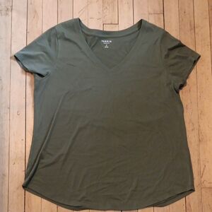 Torrid Olice Green Fitted V-Neck T-Shirt Sz 0